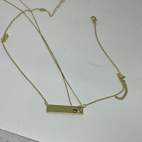 Real Simple Style Gold Bar and Heart Necklaces - Lot of 2 items - Picture 2 of 3